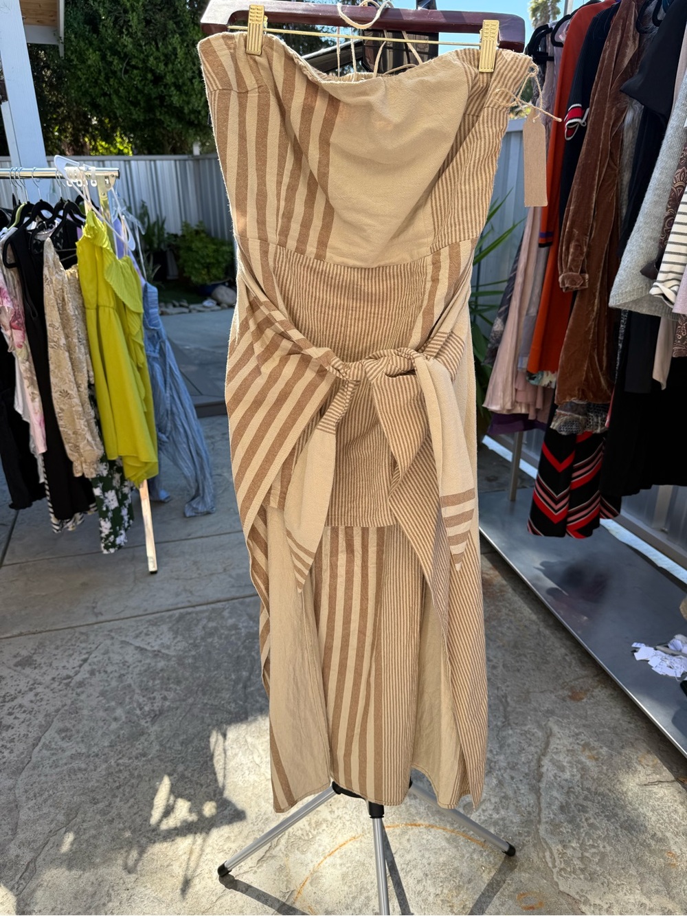FREE PEOPLE unique high low tie waist strapless shorts romper